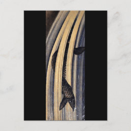 Karp som släpper upp vattenfall Hokusai Fine Art Vykort