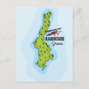 Karpathos Grekland Karta Illustrerad reseaffisch Vykort