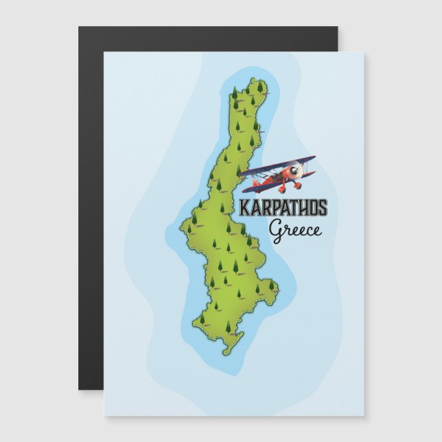 Karpathos Grekland Karta Illustrerad reseposter (Fram/baksida)