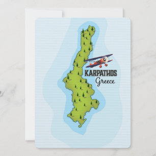 Karpatos Grekiska Karta Illustrated-reseaffisch