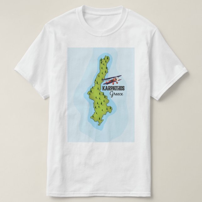 Karpatos Grekiska Karta Illustrated-reseaffisch T Shirt (Design framsida)