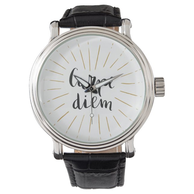 Karpe Diem Hand-lettered Typography Design Armbandsur (Framsida)