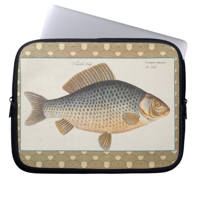 Karpfiske målning sötvatten teckning  laptop fodral (Framsidan)