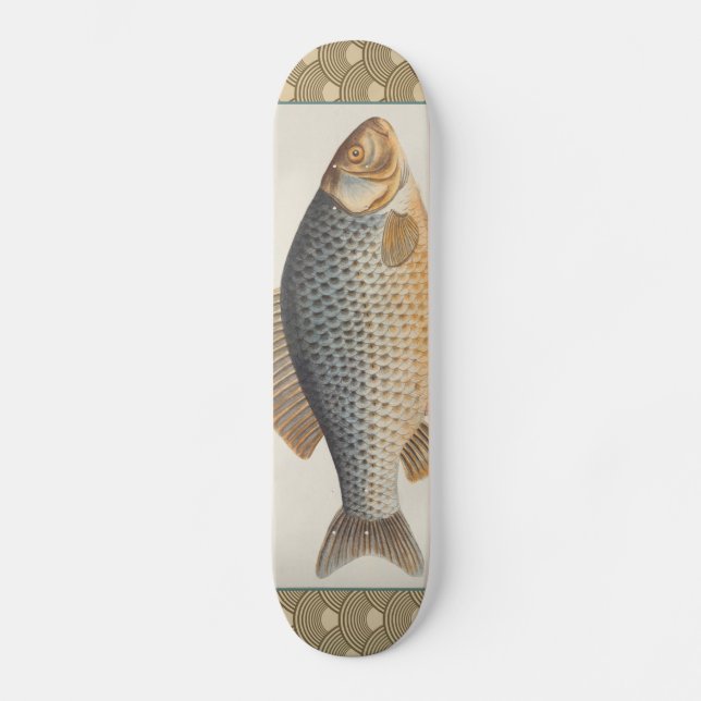 Karpfiske målning sötvatten teckning  old school skateboard bräda 18 cm (Framsida)