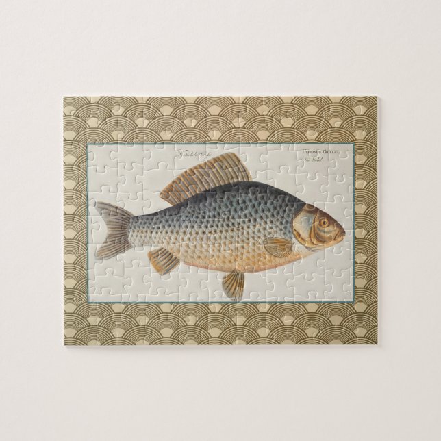 Karpfiske målning sötvatten teckning  pussel (Horisontell)