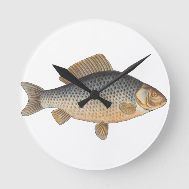 Karpfiske målning sötvatten teckning  rund klocka (Framsida)