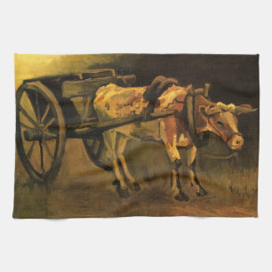Kärra med röd och vit oxe av Vincent van Gogh Kökshandduk