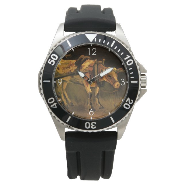Kärra med röd och vit oxe (Vincent van Gogh) Armbandsur (Framsida)