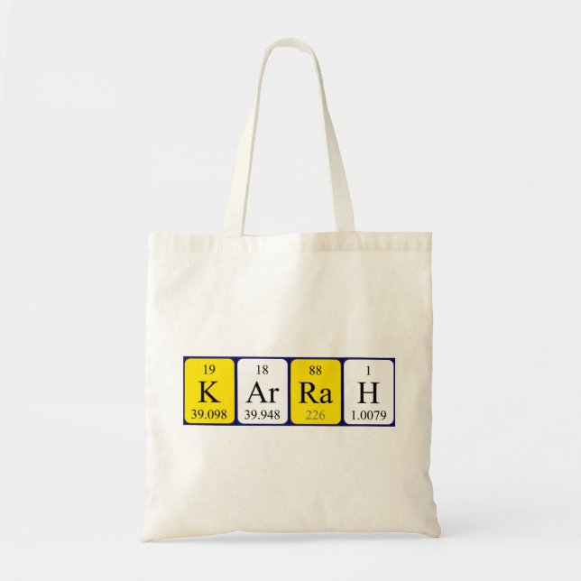 Karrah Perioh bord namn tote bag Tygkasse (Framsidan)