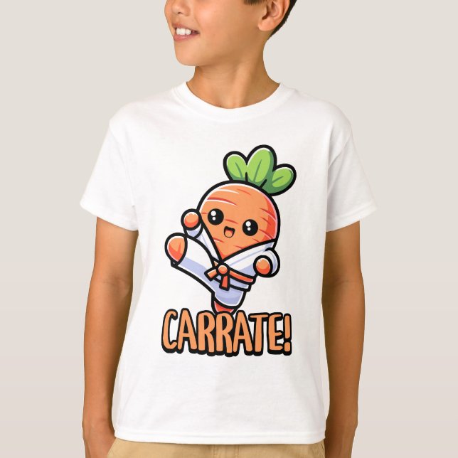 Karrat! Cute Karate Carrot Pun Tecknad T Shirt (Framsida)