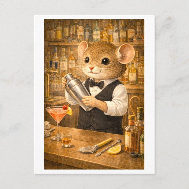Karriärmus som bartender vykort (Framsida)