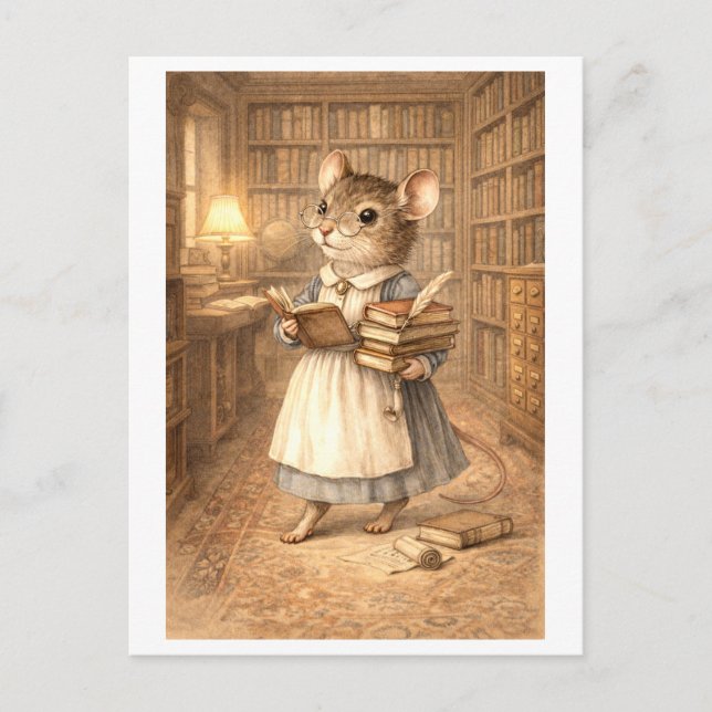 Karriärmus som bibliotekarie vykort (Framsida)