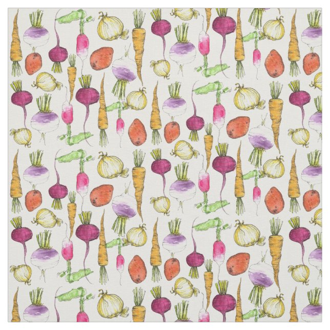 Karroter Potatis Beets Radish Root Vegetables Tyg (Provkarta)