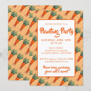 Karrots Orange Vegetable Garden Party Inbjudningar