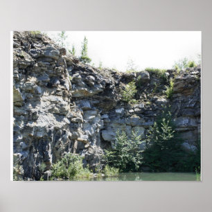 Karry Granite Sten Cliff Wall Pond Natature Poster