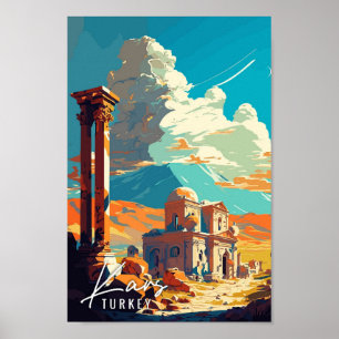 Kars Turkey vintage resor illustration Poster
