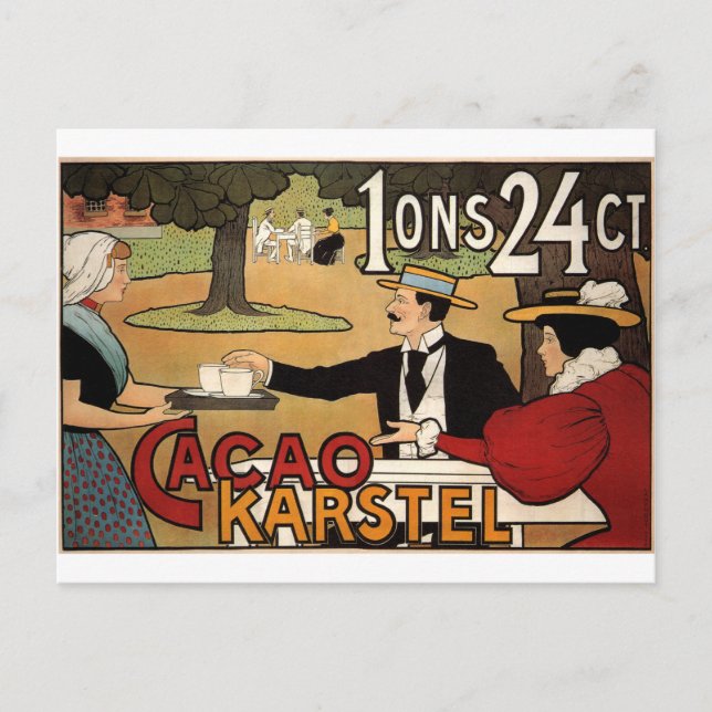 Karstel Cocoa 1897 av Johann Georg van Caspel Vykort (Framsida)