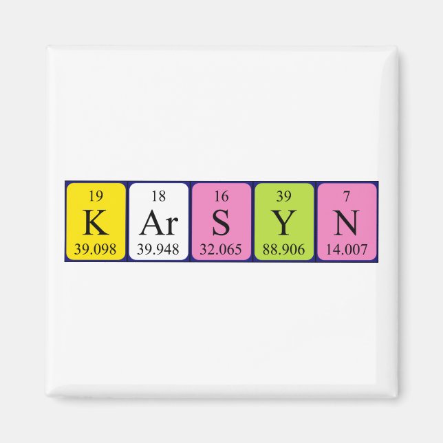 Karsyn Periodisk bord namn magnet (Framsidan)