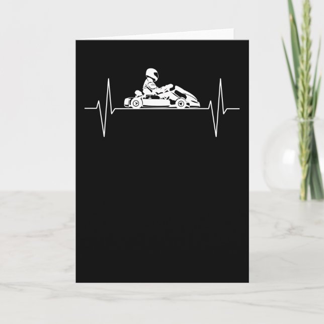 Kart Go-kart Kart Tävla Heartslag Line Gift Kort (Framsida)