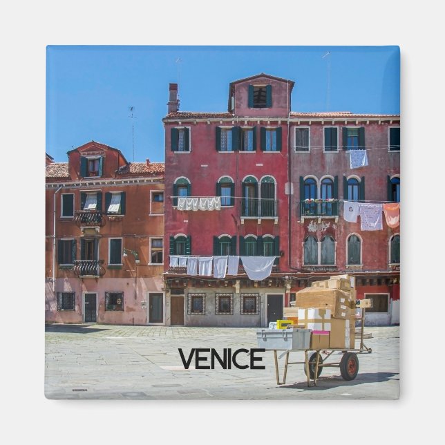 Kart med lådor i Venedig Magnet (Framsidan)