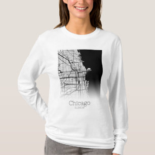Kart över Chicago City T Shirt