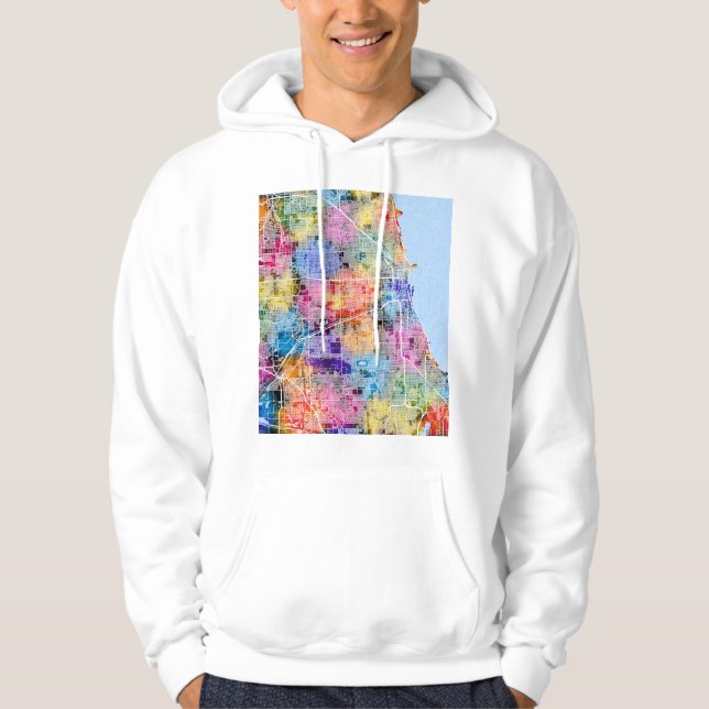 Kart över Chicago Illinois Hoodie (Framsida)