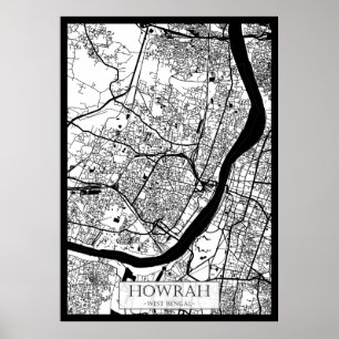 Kart över Howrah West Bengal City Poster