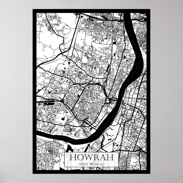 Kart över Howrah West Bengal City Poster (Framsidan)