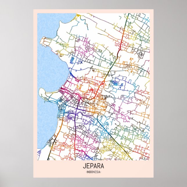 Kart över Jepara Indonesien Poster (Framsidan)