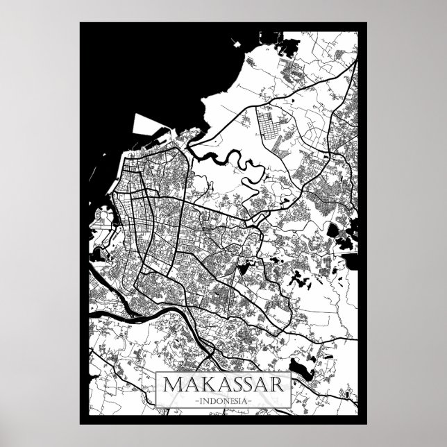 Kart över Makassar Indonesien Poster (Framsidan)