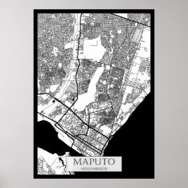 Kart över Maputo Moçambique Poster