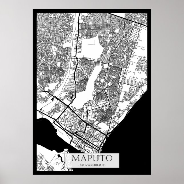 Kart över Maputo Moçambique Poster (Framsidan)