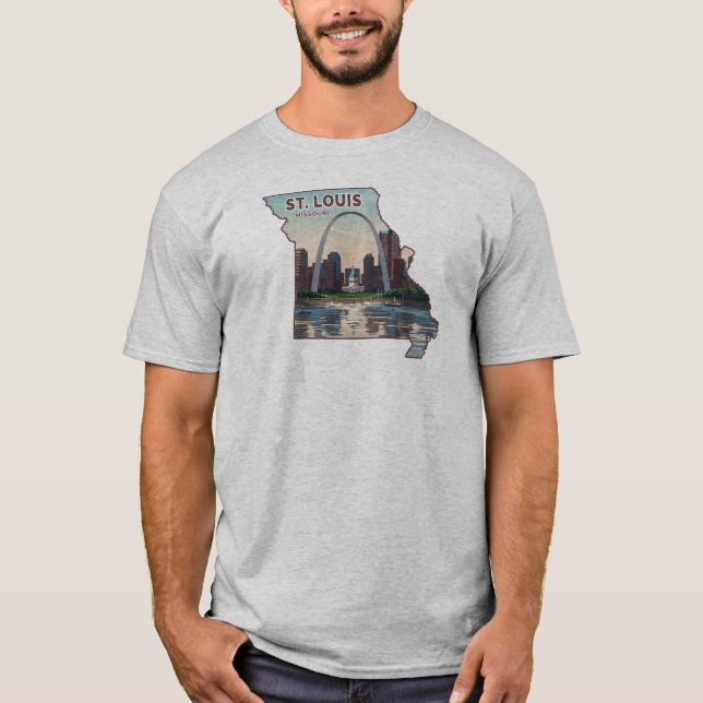 Kart över St. Louis Missouri T Shirt (Framsida)