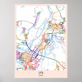 Kart över Ufa, Ryssland Poster