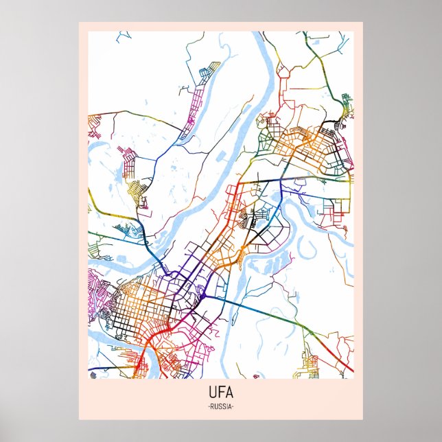 Kart över Ufa, Ryssland Poster (Framsidan)