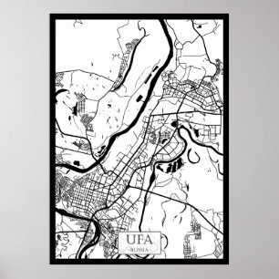 Kart över Ufa, Ryssland Poster