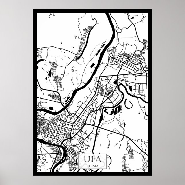 Kart över Ufa, Ryssland Poster (Framsidan)