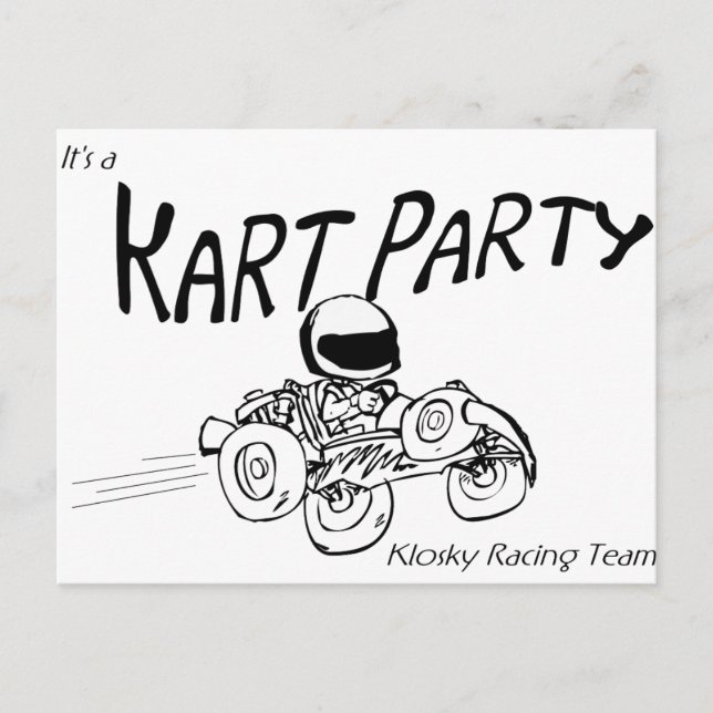 Kart Party Black Logotyp Inbjudan Vykort (Framsida)