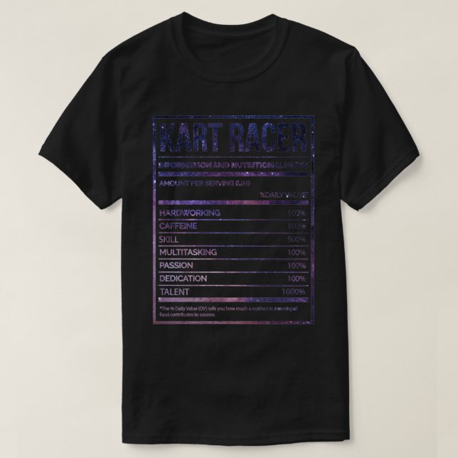 Kart Racer Funny Kart Tävla Nutrition Label 1 T Shirt (Design framsida)