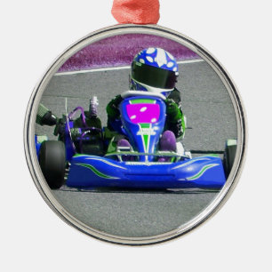 Kart Racer inverterad färg Julgransprydnad Metall