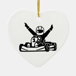 Kart tävlings- mästare julgransprydnad keramik