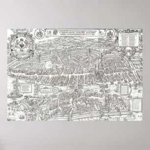 Karta 1576 av Zurich Schweitz Poster