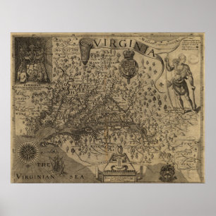 Karta 1606 av Virginia Poster