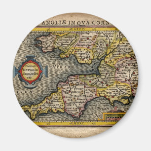 Karta 1610 av Cornwall, Devon, Somerset, etc.… Magnet