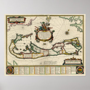 Karta 1630 av Bermuda Poster