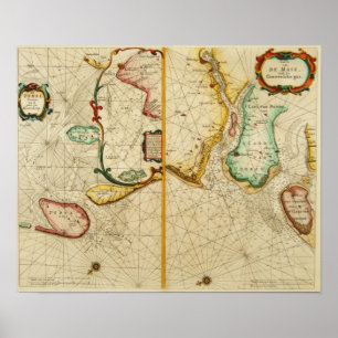 Karta 1660 av Texelen Poster