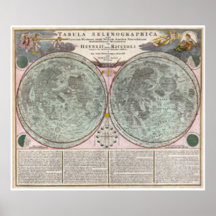 Karta 1707 av månen poster