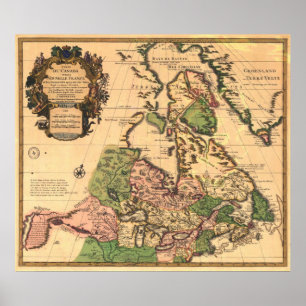 Karta 1730 av Kanada Poster