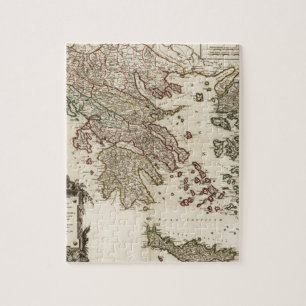 Karta 1752 av forntida Grekland Pussel