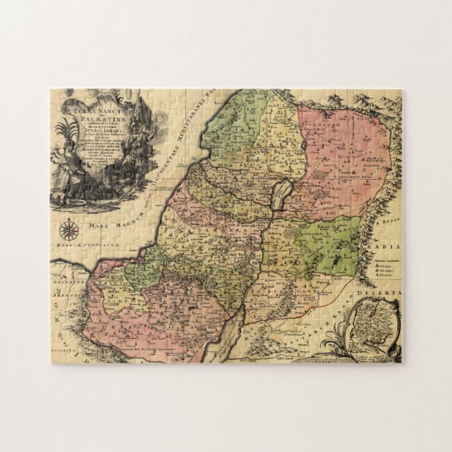 Karta 1759 av forntida Israel med de 12 stammarna Pussel (Horisontell)